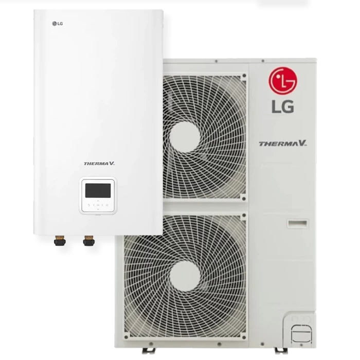 Термопомпа LG Therma V Hydrosplit HU121MRB.U30/HN1600MC.NK1, 12 kW, Wi-Fi, Отопление, охлаждане и БГВ